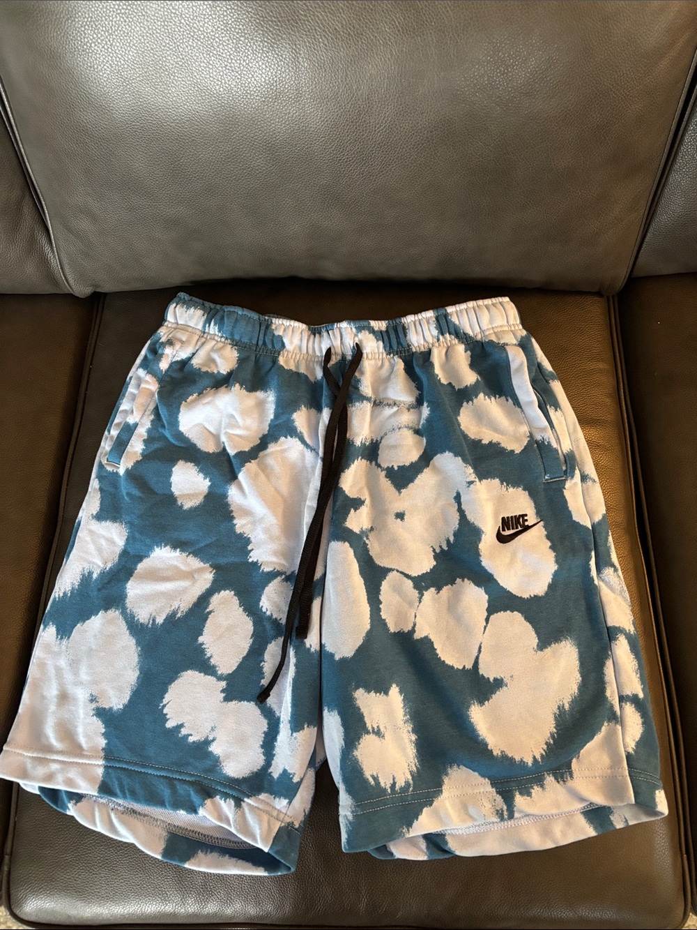 Nike Men’s Teal and light blue Tie-Dye Athletic Shorts